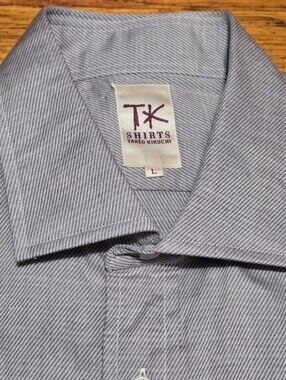 TAKEO KIKUCHI TK Shirts Men's Large Gray Twill LS Dress Shirt Casual Japan